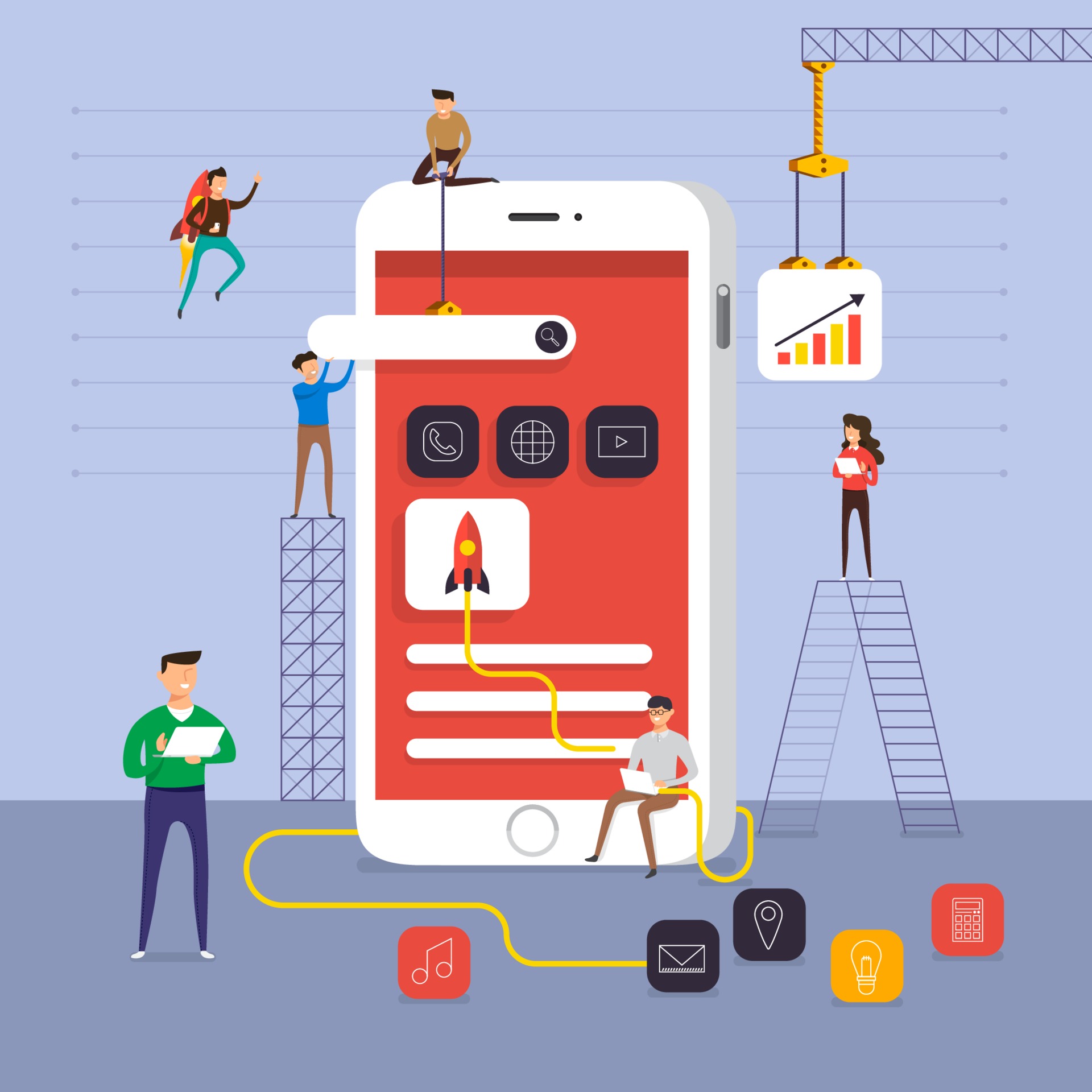 Illustration of a unique and custom mobile application